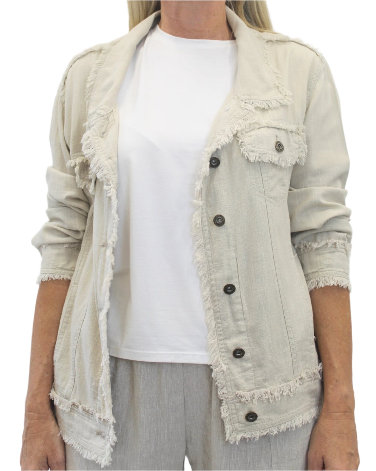 Jolie Saul Frayed Linen Jacket