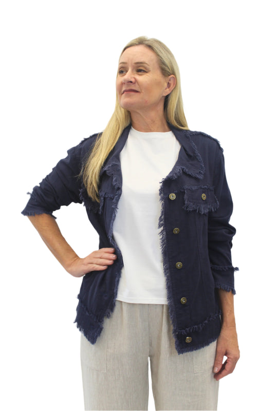 Jolie Saul Frayed Linen Jacket