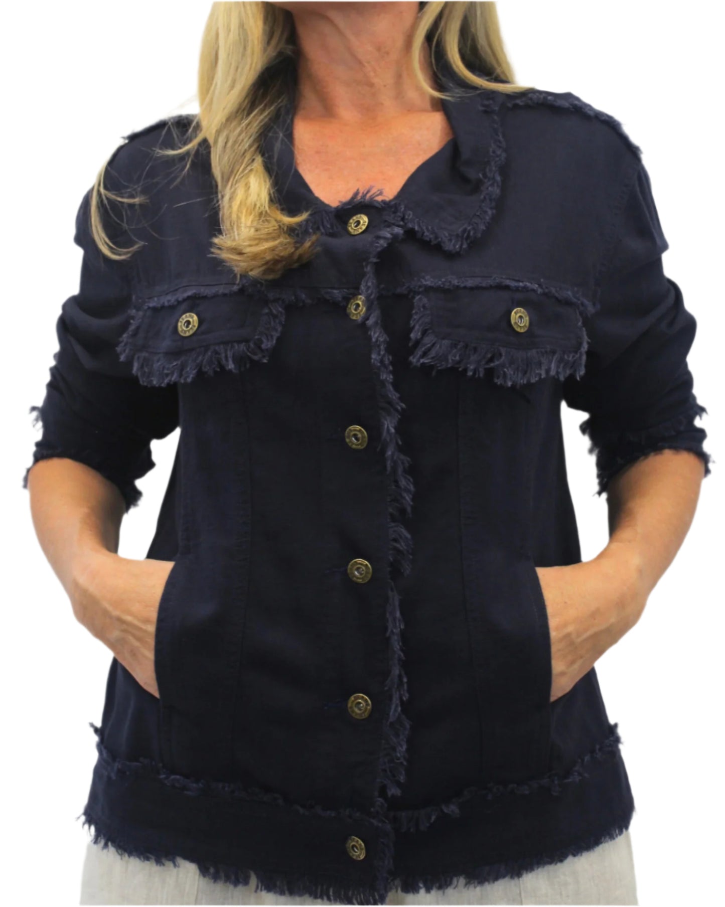 Jolie Saul Frayed Linen Jacket