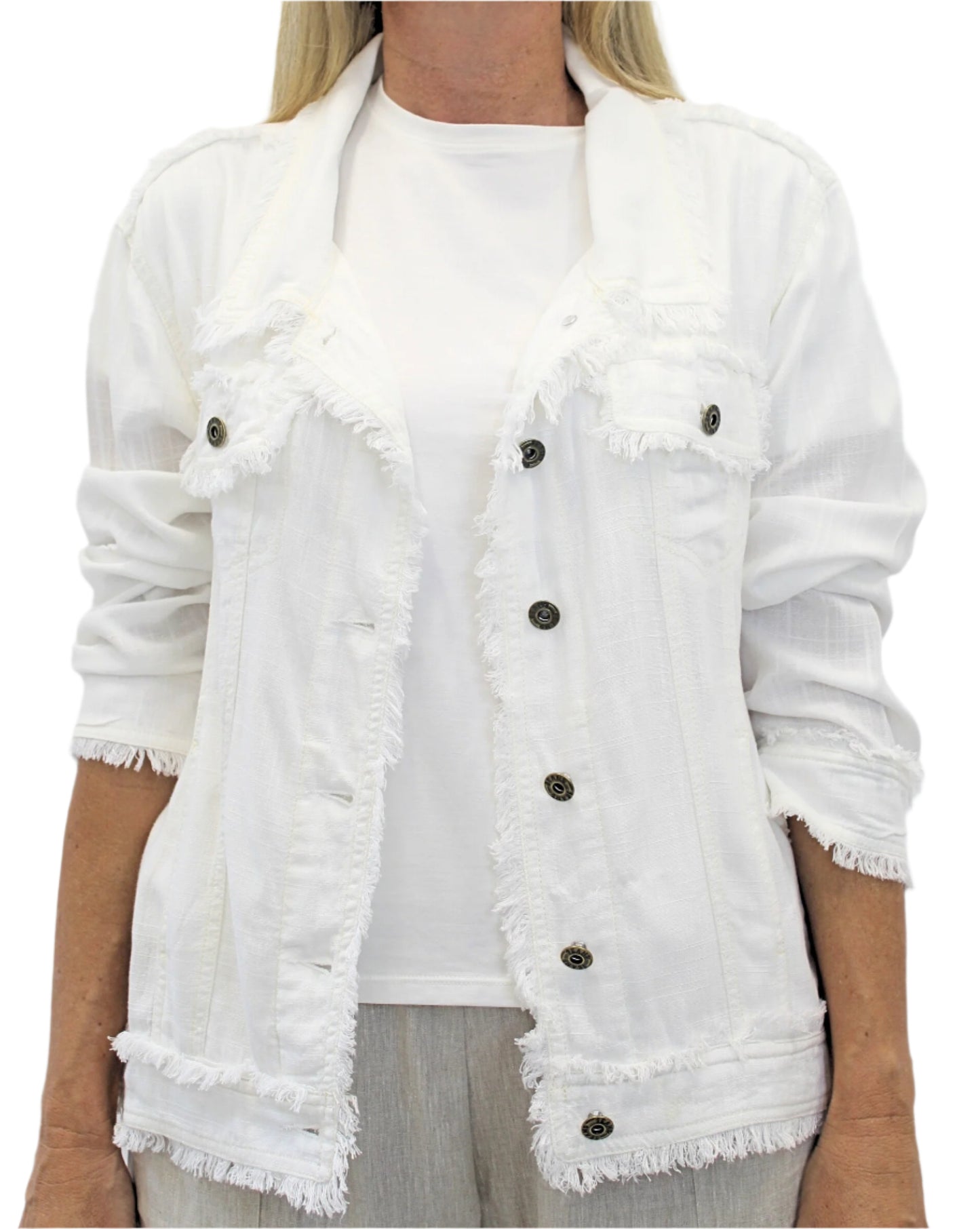 Jolie Saul Frayed Linen Jacket