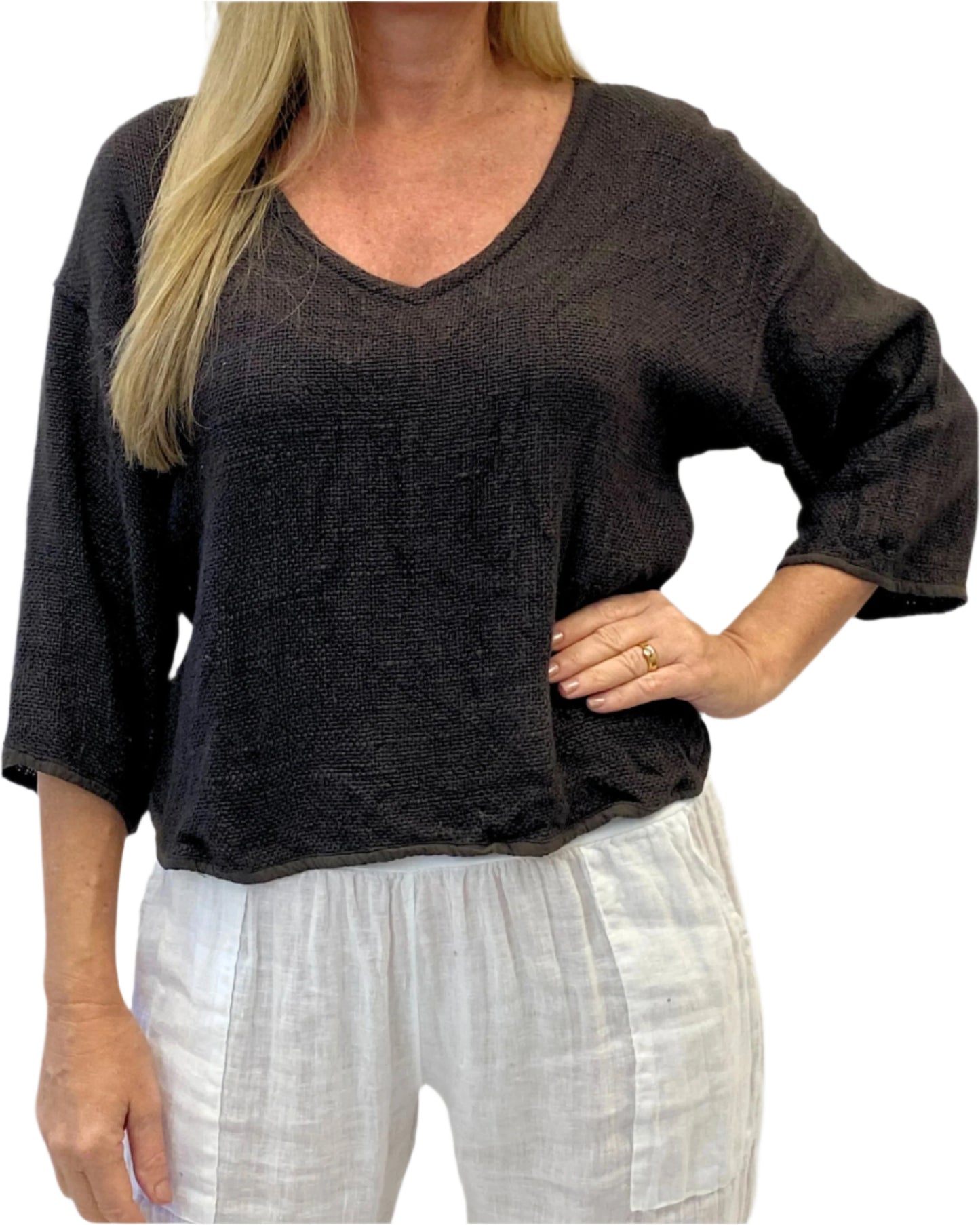 Carbon Heshian Top 3/4 sleeve