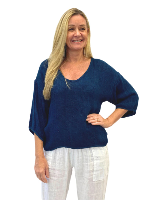 Carbon Heshian Top 3/4 sleeve