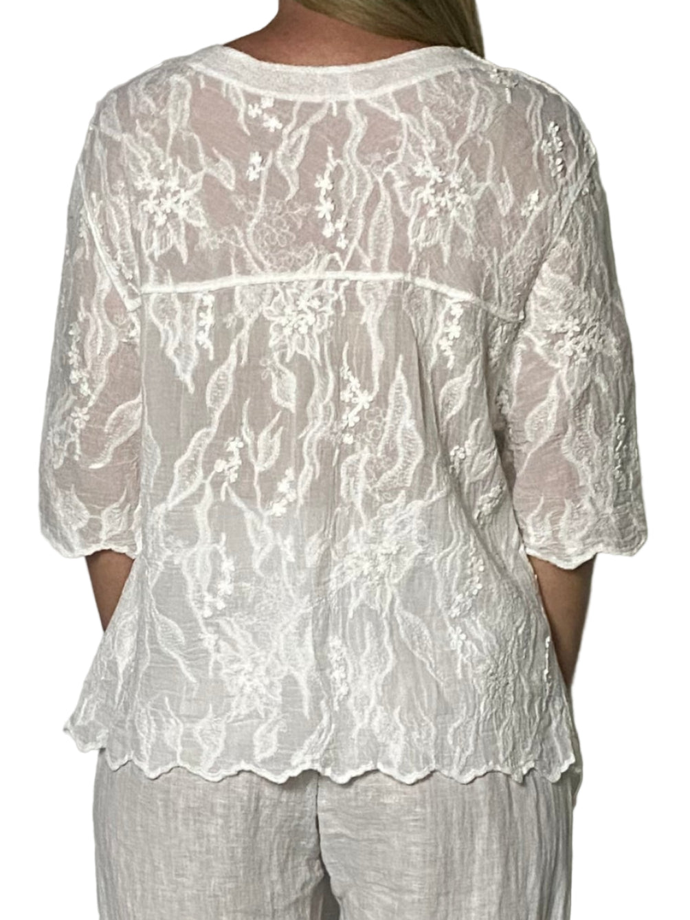 Embroidered Summer top short sleeve